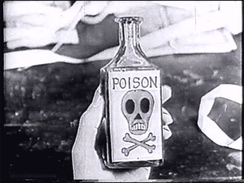 bottle of poison winking